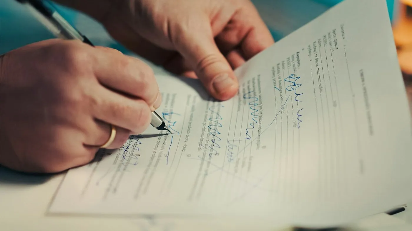 Stylo posé sur un contrat prêt à être signé